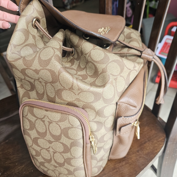 Coach Brown Monogram Backpack - Picture 3 of 5